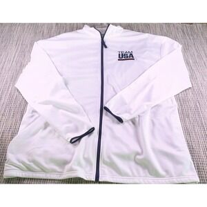 Team USA Olympics Track Jacket Mens 2XL White Full Zip BDA Olympic Games Logo